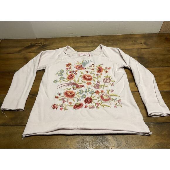 Johnny Was Brielle Sweatshirt Pink Embroidered Size Small - Picture 1 of 7